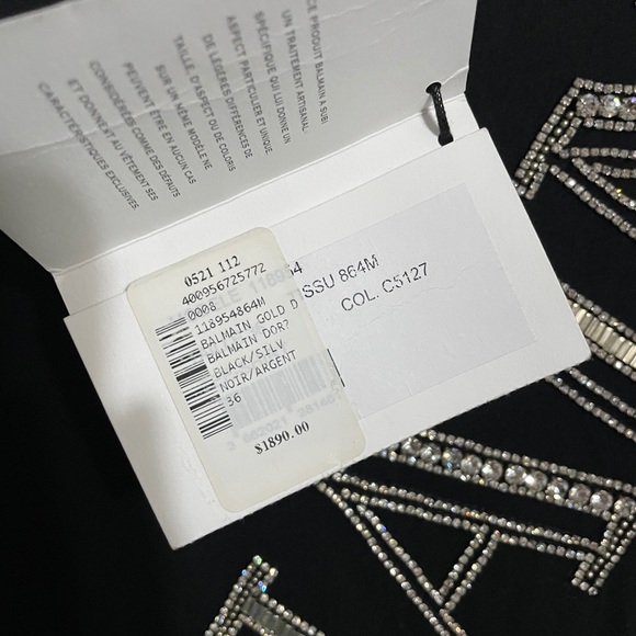 Authentic Balmain Crystal Logo T-shirt Size Small - Picture 5 of 11